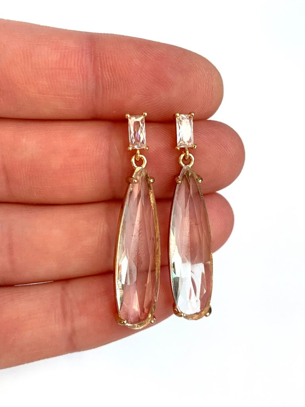 NEW~ Anthropologie Studio Bride Baguette Dewdrop Earrings - Picture 10 of 13